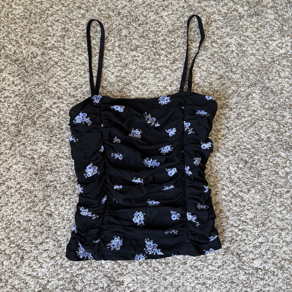 Floral Rouched Tank Top